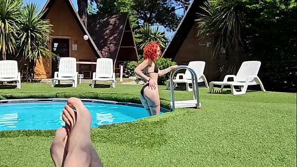 I meet my redhead neighbor at the pool