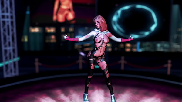 Slim athletic Gwen Stacy dance floorwork in ripped suit to arousal Venom